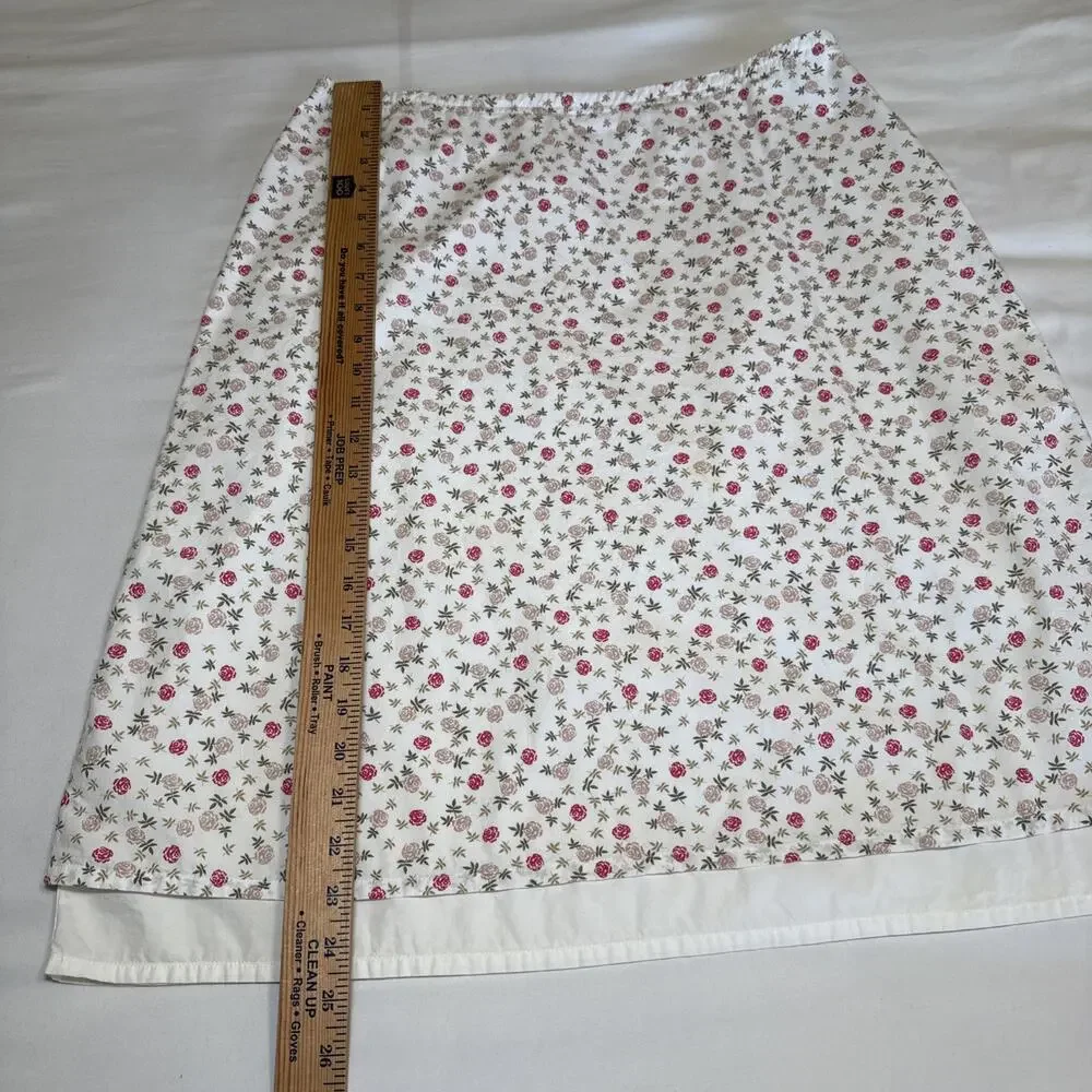 Hanna Anderson Ivory Floral Rose Skirt 100% Cotton Layered Lined Womens 12 EUC